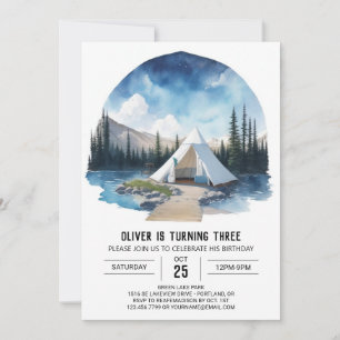 Invitación Campamento bajo el cumpleaños del cielo estrellado