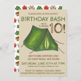 Invitación Campamento de Bash del Partido del Cumpleaños Camp