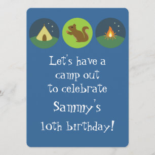 Invitación Campamento de cumpleaños fuera