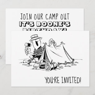 Invitación Campamento de cumpleaños fuera Camping Fiesta blan