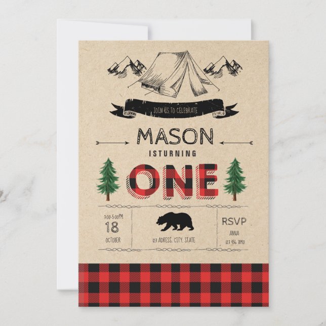 Invitación Campamento de lemberjack fiesta tem (Anverso)