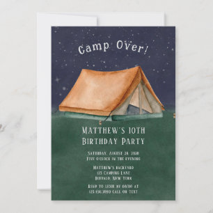 Invitación Campamento De Moda Sobre La Fiesta Del Cumpleaños 