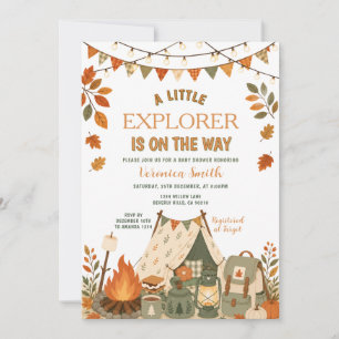 Invitación Campamento de Otoño Infantil Explorador Baby Showe