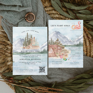 Invitación Campamento ilustrado en el lago   Fin de semana de