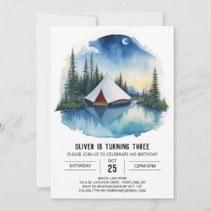 Invitación Campamento por el cumpleaños de Forest Stream
