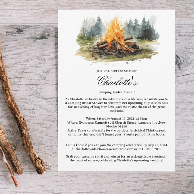 Invitación Campamento Rústico Glamping Fuego de Campamento De (Subido por el creador)