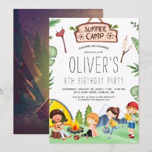 Invitación Campamento Temático de Niños en Campamento de Vera
