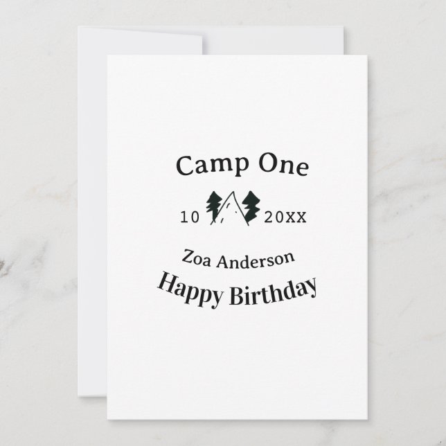 Invitación Campamento un feliz cumpleaños nombre fecha campin (Anverso)