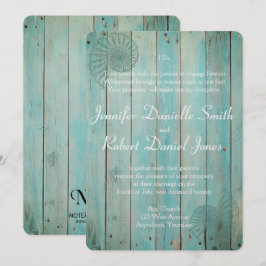 Invitación Campaña azul en la boda de Wood Beach