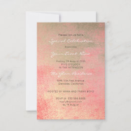 Invitación Campaña Coral de oro Sepia Metálico Blanco Mínimo
