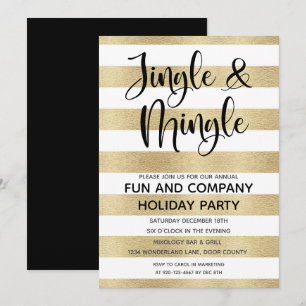 Invitación Campana corporativa y mezcla de oro negro festivo