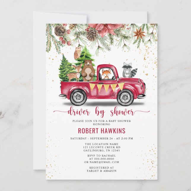 Invitación Campaña de árbol de Navidad para animales de bosqu (Anverso)