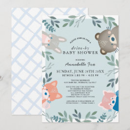 Invitación Campaña de Baby Shower de Woodland Animals Blue Bo
