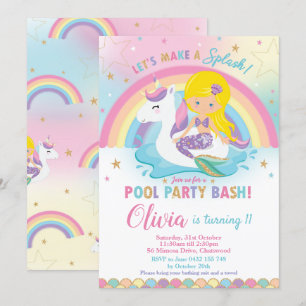 Invitación Campaña de cumpleaños de unicornio de mermaid Fies