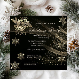 Invitación Campana de Navidad,Copos de nieve,Árbol,Fiesta de 