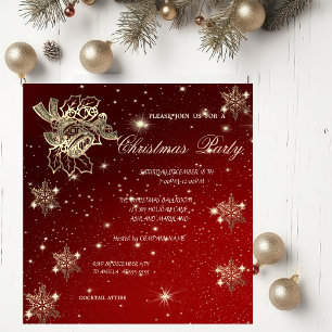 Invitación Campana de Navidad, Copos de nieve, Fiesta de Navi