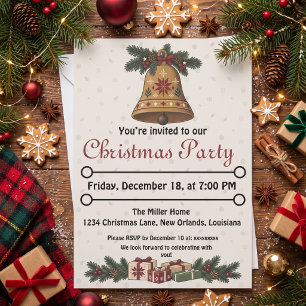 Invitación Campana de Navidad nórdica con estrella de arte po