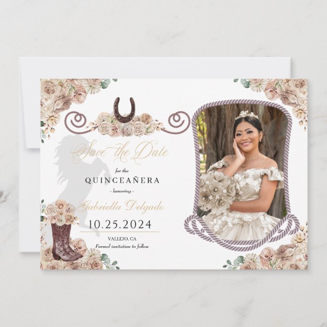 Invitación Campaña Occidental Quinceañera Salva la foto de la (Anverso)