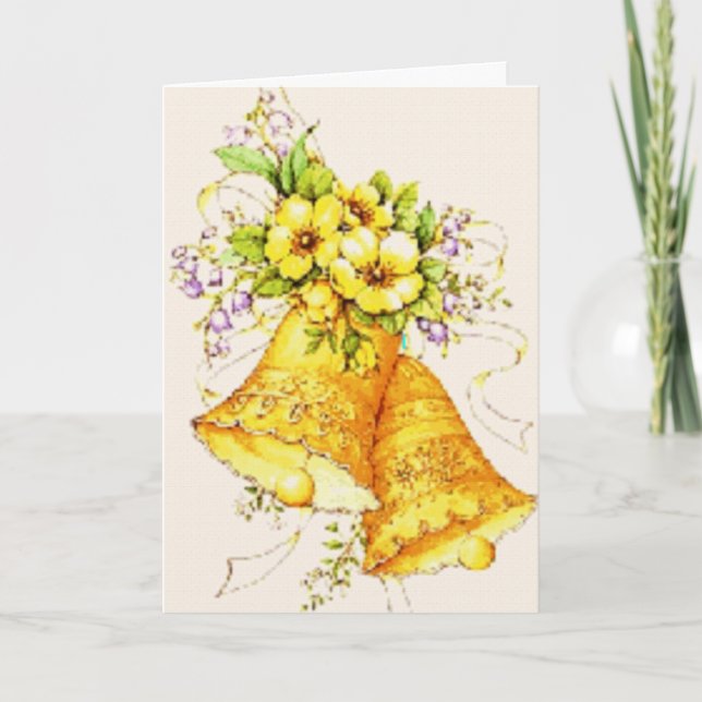 Invitación Campanas Boda doradas (Anverso)