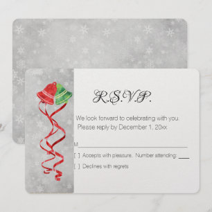 Invitación Campanas de Acuarela/Boda de Vacaciones de Navidad