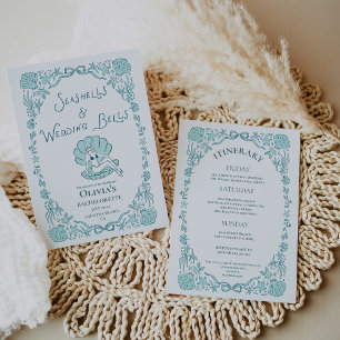 Invitación Campanas de Boda Caracoles Caprichosa Despedida de
