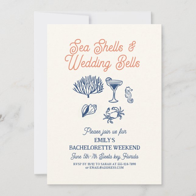 Invitación Campanas de boda de conchas de caracol Weekend de  (Anverso)