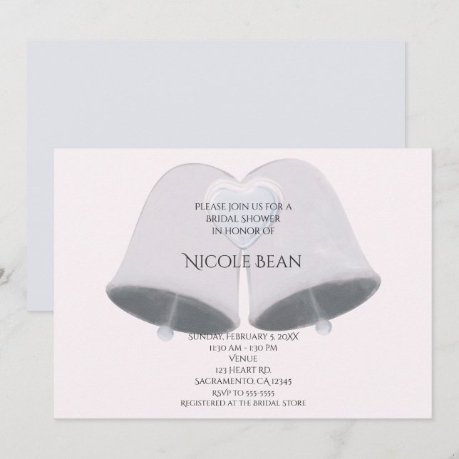 Invitación Campanas de boda y compromiso Bridal Shower (Anverso / Reverso)