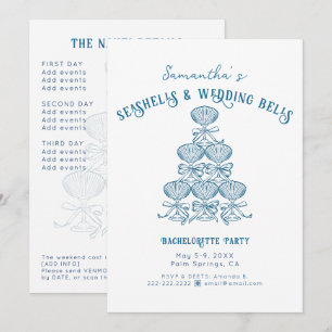 Invitación Campanas de bodas de conchas Partido de soltera co