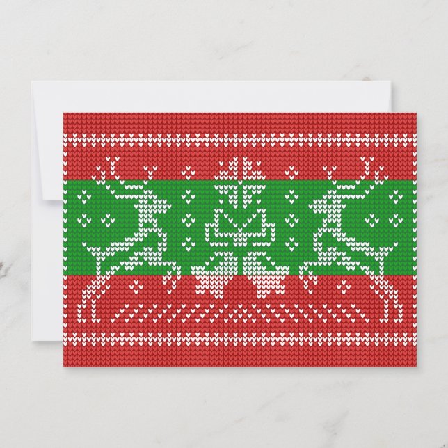 Invitación Campanas de jingle de suéter feo Navidad renos cro (Anverso)