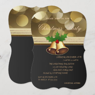 Invitación Campanas de Navidad Elegantes, Fiesta de Navidad