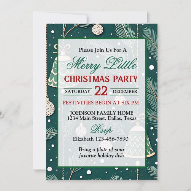 Invitación Campanas Navideñas Lindas Fiesta Navideña (Anverso)