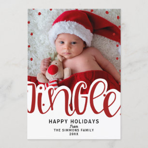 Invitación Campanas Navideñas Tipo Rojo Foto Navideña