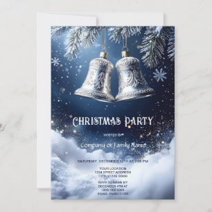 Invitación Campanas ornamentadas de plata en Navidad de pinos