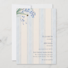 Invitación Campanillas Azules Abejas Crema Floral Azul Herenc