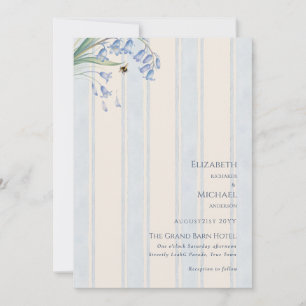 Invitación Campanillas Azules Abejas Crema Floral Azul Herenc
