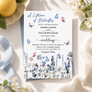 Invitación Campanillas Flores Silvestres Mariposas Boda