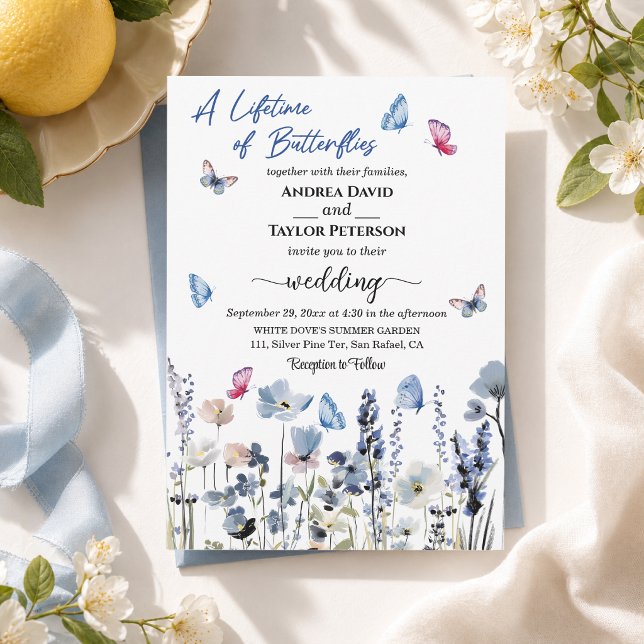 Invitación Campanillas Flores Silvestres Mariposas Boda (Subido por el creador)