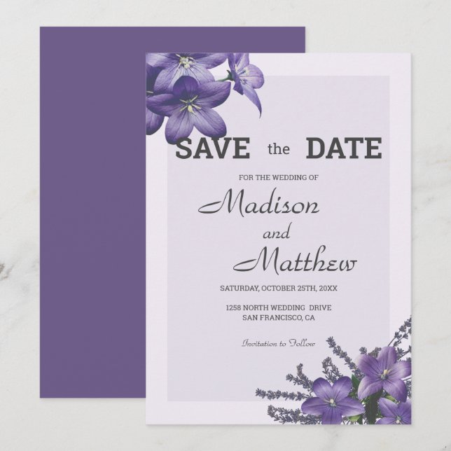 Invitación Campanula Flowers (Anverso / Reverso)