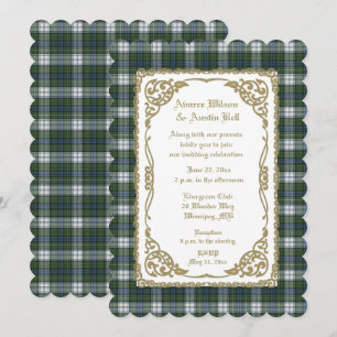 Invitación Campbell Vestida Tartán Antiguo Con Marco De Oro
