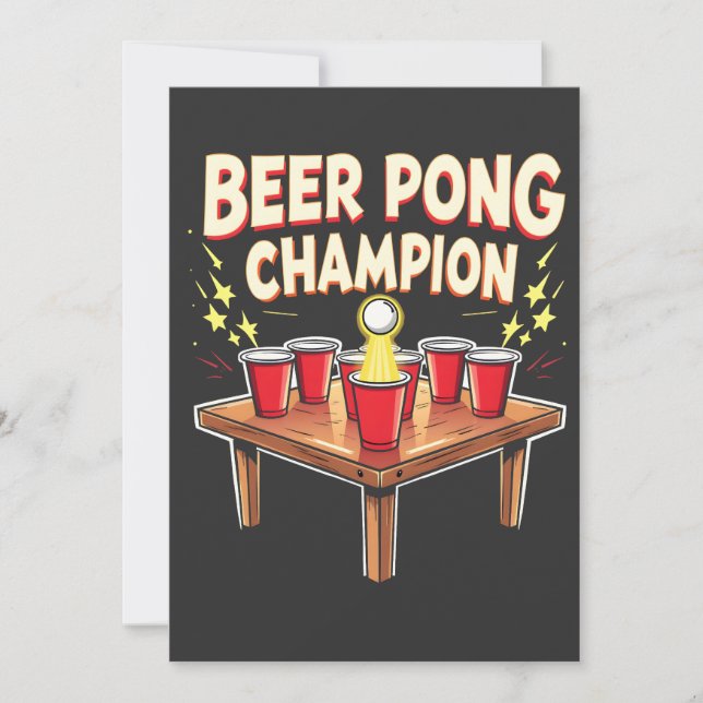 Invitación Campeón de Beer Pong Ping Pong Bebiendo (Anverso)