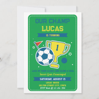 Invitación Campeón de fútbol 1er cumpleaños