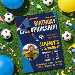 Invitación Campeonato Blue Modern de Fútbol Infantil Cumpleañ