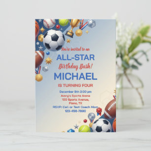 Invitación Campeonato Deportivo 3D Fiesta de Cumpleaños Estel