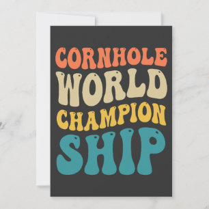 Invitación Campeonato Mundial de Cornhole Groovy Divertido Re