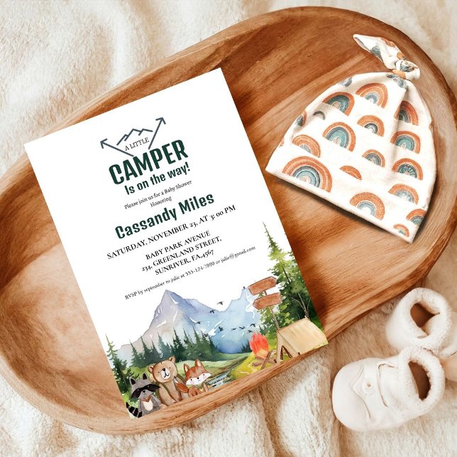 Invitación Camper Baby Shower de animales de bosque rústico (Subido por el creador)