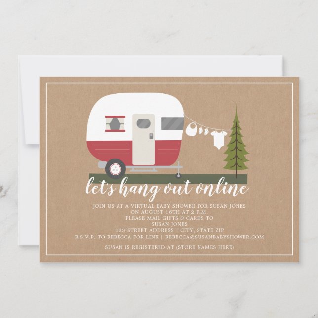 Invitación Camper en línea Camper Red Trailer Woodland Baby S (Anverso)