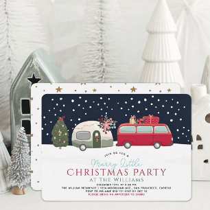 Invitación Camper Van Navy Merry Little Navidades Fiesta