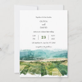 Invitación Campesinas verdes rusticas en la costa ven la boda