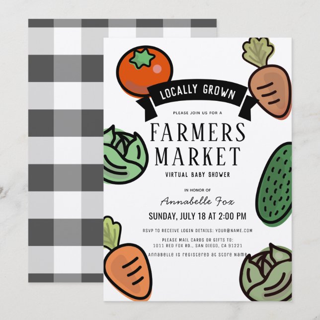 Invitación Campesinos comercializan Kraft Paper Virtual Baby  (Anverso / Reverso)
