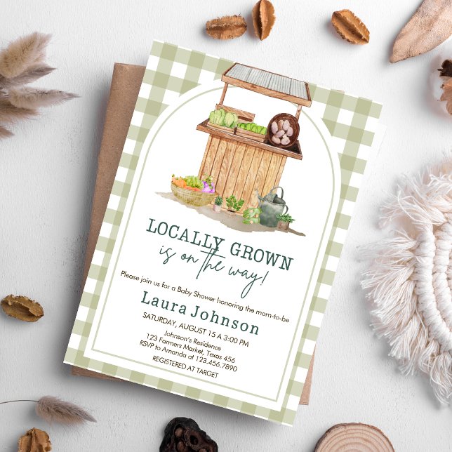 Invitación Campesinos cultivados localmente comercializan Bab (Farmers Market Locally Grown Baby Shower Invitation)